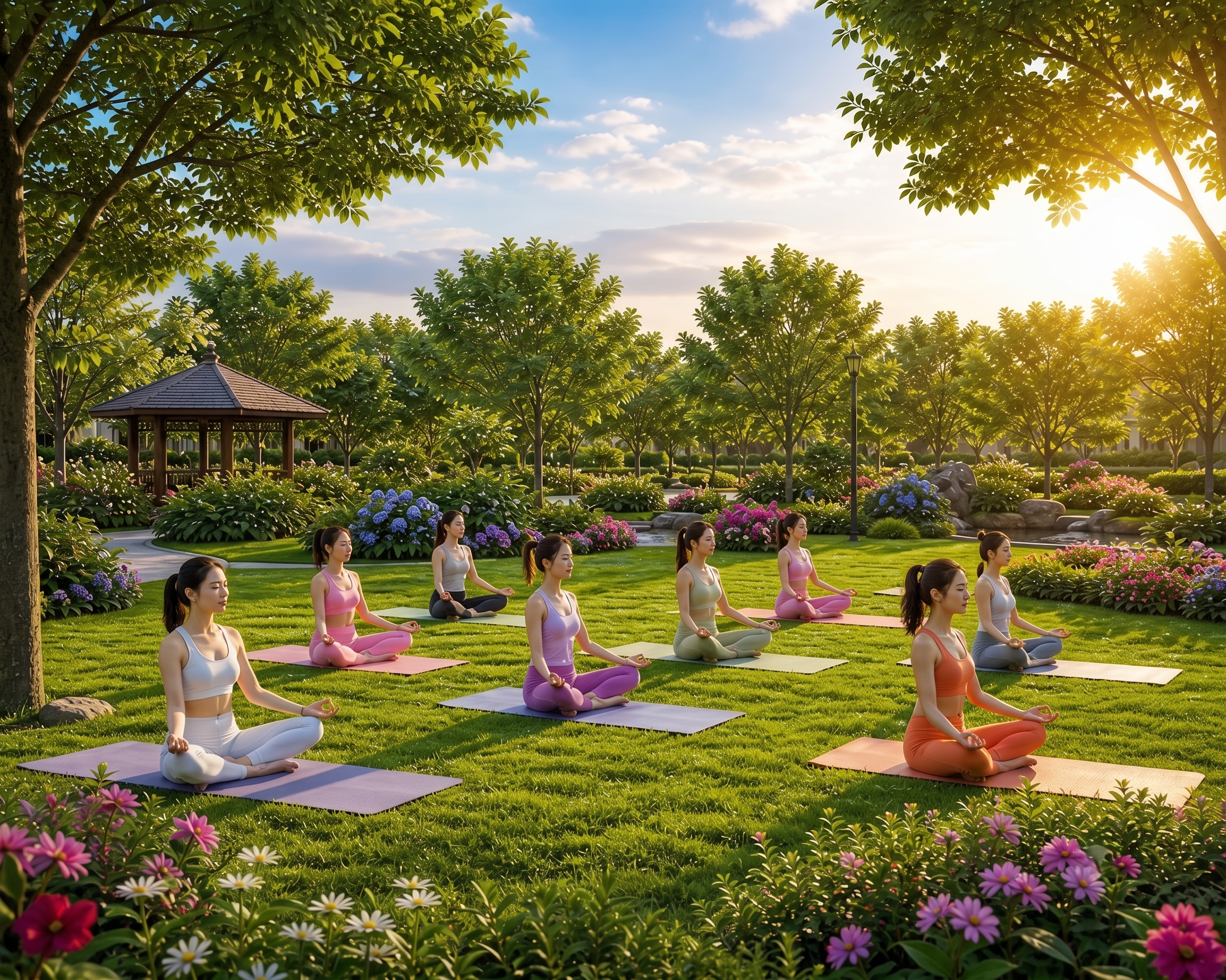 Thảm cỏ yoga — thân tâm trí