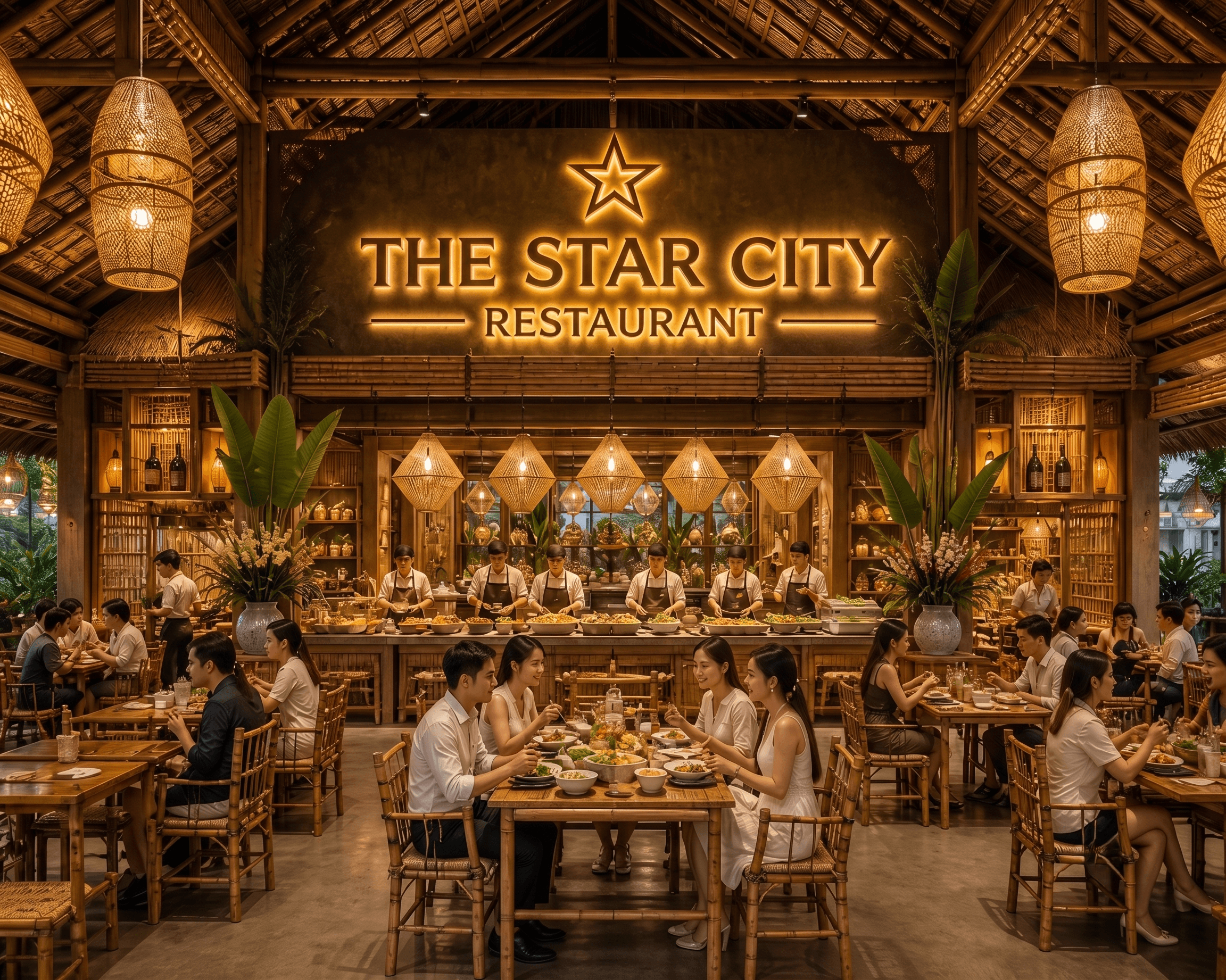 Không gian nhà hàng ẩm thực ấm cúng sum vầy